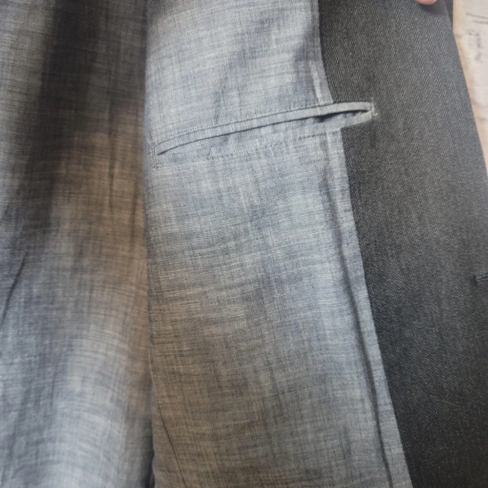 Gap Blazer Mens XL Tall Gray Herringbone‎ Cotton Blend Sport Coat Jacket Denim